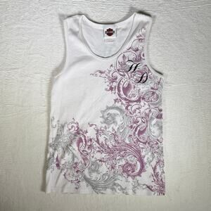 Vtg Women's Harley Davidson Y2K Bedazzled Tank‎ Top XL Virgina Beach